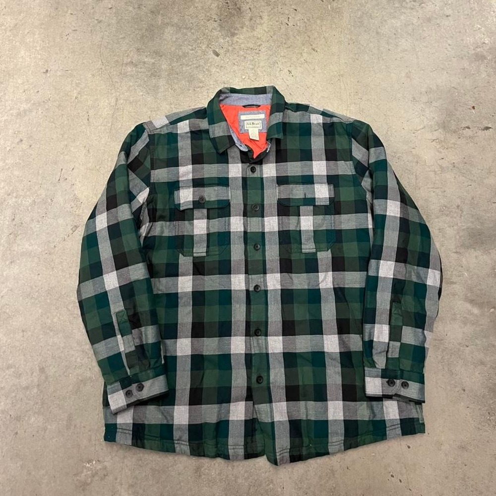 Vintage L.L. Bean quilt lined flannel long‎ sleeve button up flannel